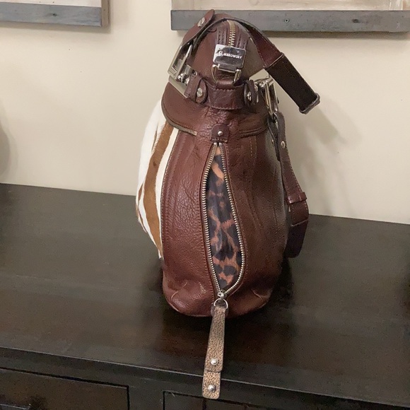 B MAKOWSKY  Leather and Calf Hair HANDBAG - Picture 7 of 13